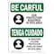 Signmission OSHA CAREFUL, Ear Protection Required Bilingual, 10in X 7in Rigid Plastic, 7" H, 10" W, Landscape OS-BC-P-710-L-10025 - alternate 1